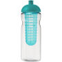 H2O Active® Base 650 ml bidon en infuser met koepeldeksel - Transparant/Aqua blauw
