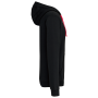 Herensweater met rits en capuchon in contrasterende kleur Black / Red XL