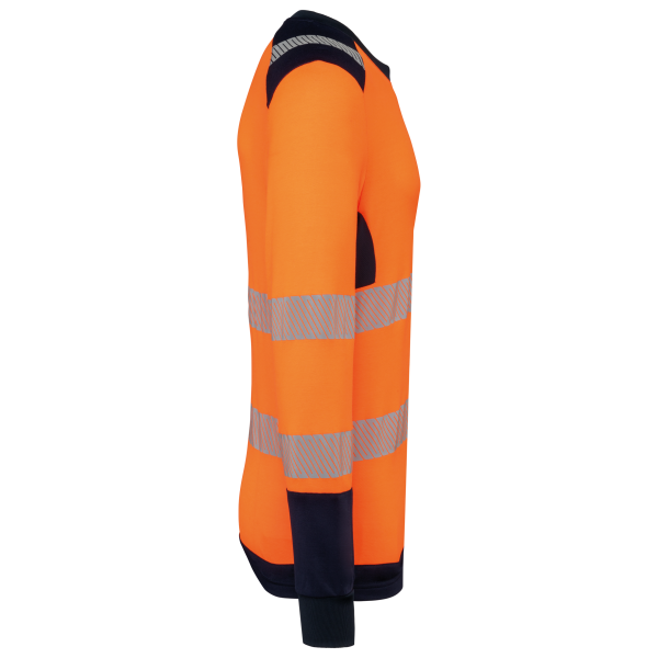 Gerecycled veiligheids-T-shirt lange mouwen Hi Viz Orange / Navy XS Gerecycled veiligheids-T-shirt lange mouwen Hi Viz Orange / Navy XS