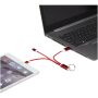 Metal 4-in-1 oplaadkabel van gerecycled aluminium met sleutelhanger - Rood