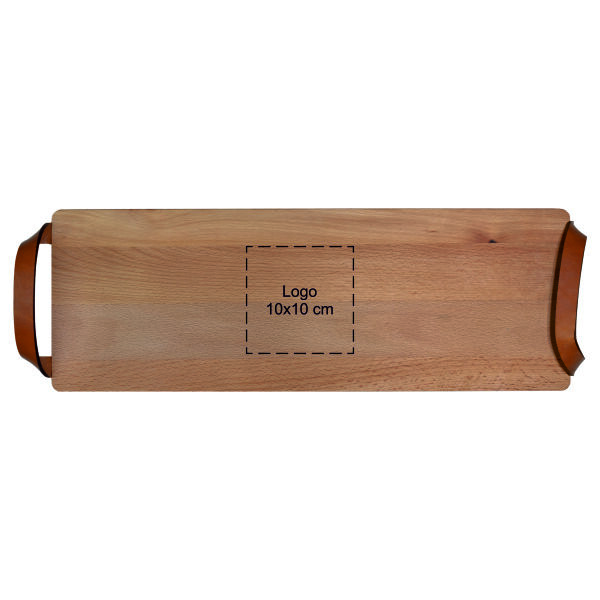 Plank met leren handvaten beuken 48x17 cm Plank met leren handvaten beuken 48x17 cm
