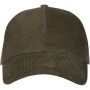 Hutton 6 panel cap van gerecycled corduroy - Bosgroen