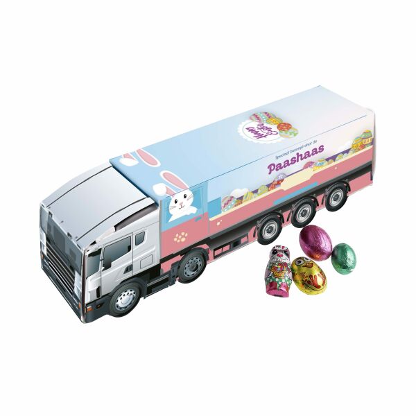 Truck met Paas chocolade, Wit, Paasmix Truck met Paas chocolade, Wit, Paasmix