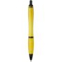 Nash balpen van gerecycled plastic met zwarte rand (zwarte inkt) - Geel