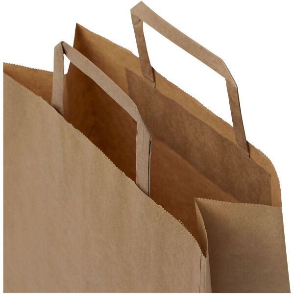 Kraft 80-90 g/m2 paper bag with flat handles - medium - Kraft brown
