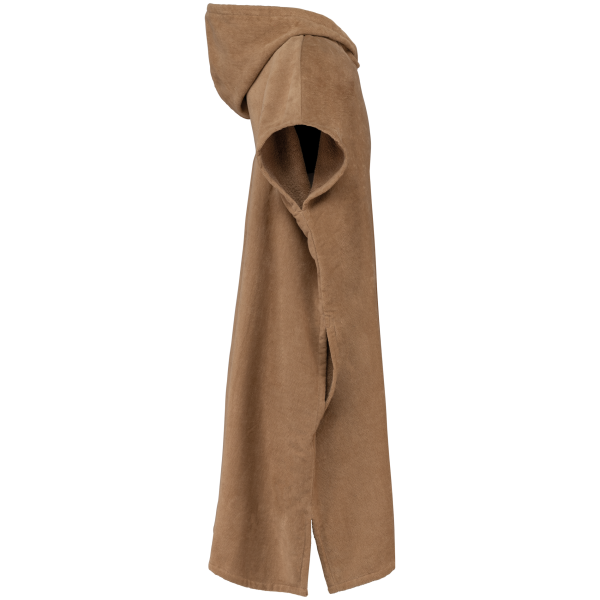 Uniseks poncho met capuchon van badstof Camel S/M Uniseks poncho met capuchon van badstof Camel S/M