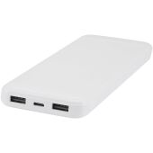 Adhil powerbank van 10.000 mAh 10 W van gerecycled plastic met 2 ingebouwde kabels - Wit Adhil powerbank van 10.000 mAh 10 W van gerecycled plastic met 2 ingebouwde kabels - Wit
