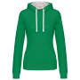Damessweater met capuchon in contrasterende kleur Light Kelly Green / White S