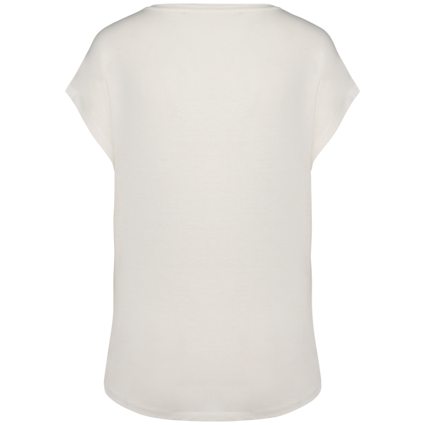 Ecologisch baggy dames T-shirt V-hals Ivory L Ecologisch baggy dames T-shirt V-hals Ivory L