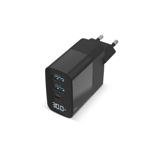 Sitecom CH-1001 30W GaN Power Delivery Wall Charger with LED display - Zwart