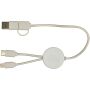 Chechia 5-in-1 30 cm datasynchronisatie- en 27 W snellaadkabel van gerecycled plastic met bamboe details - Wit