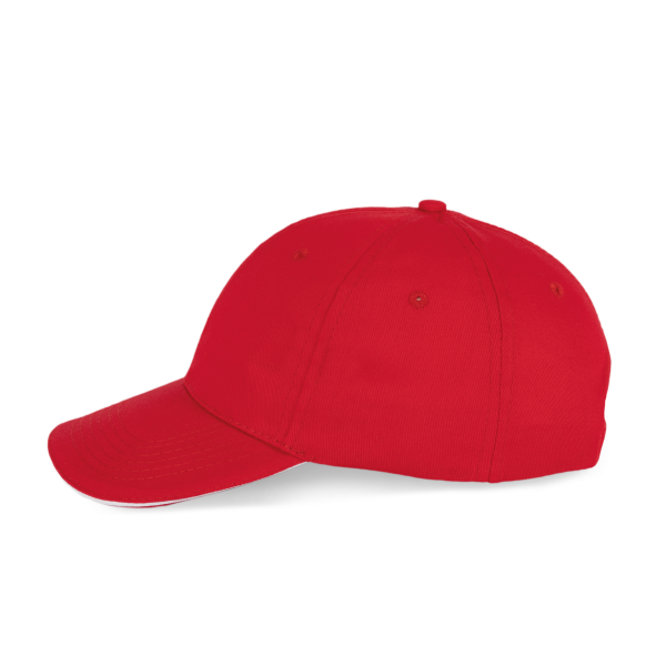 6-Panel-Kappe mit Kontrast-Sandwichschirm Red / White One Size 6-Panel-Kappe mit Kontrast-Sandwichschirm Red / White One Size