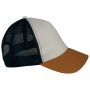Ecologische uniseks truckerpet met 5 panelen ivory/curcuma/navy blue one size