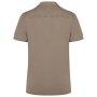 Ecologisch verwassen herenoverhemd met korte mouwen en bowlingkraag in jersey Washed Cream Coffee S