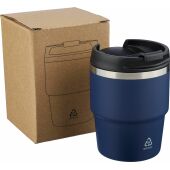 ?Gerecycled roestvrijstalen dubbelwandige drinkbeker (175 ml) Oli zwart