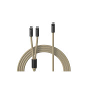 VINGA Baltimore siliconen multi-oplaadkabel (C+2C), greige
