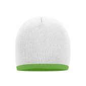 Beanie with Contrasting Border white/lime-green