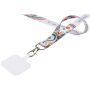 Addie sublimatie RPET-lanyard met telefoonhouder en veiligheidssluiting - Zwart/Wit - 10mm