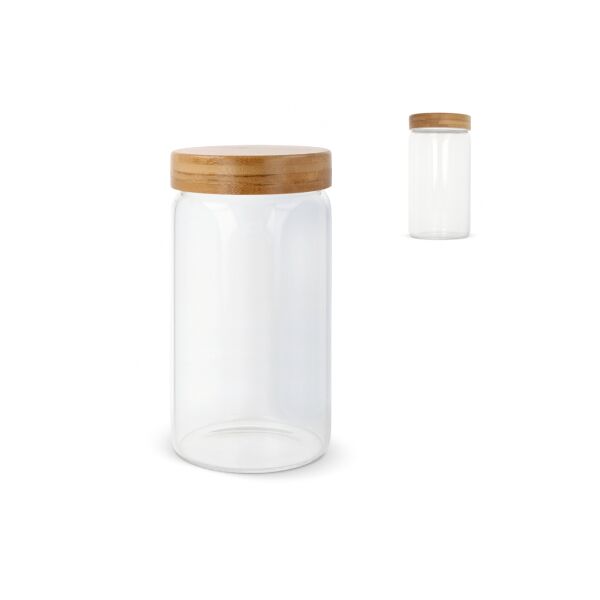 Canister glas & bamboe 1200ml - Transparant