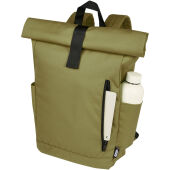Byron 15,6" rugzak van GRS RPET met opgerolde bovenkant 18 L - Olijf