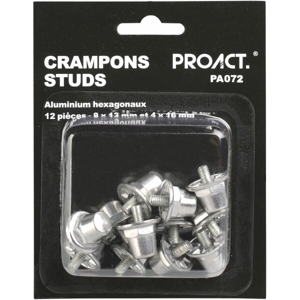 Boîte de 12 crampons alu hexagonaux Silver 8x13mm+4x16mm Boîte de 12 crampons alu hexagonaux Silver 8x13mm+4x16mm