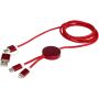 Alasia 5-in-1 150 cm datasynchronisatie- en 27 W snellaadkabel van gerecycled aluminium en plastic - Rood