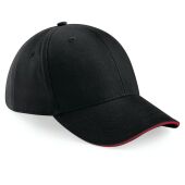 ATHLEISURE 6 PANEL CAP, BLACK/CLASSIC RED, One size, BEECHFIELD