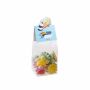 Blokzakje met kopkaartje in eigen vorm en 100 gram snoep, Transparant/Wit, Bloemen