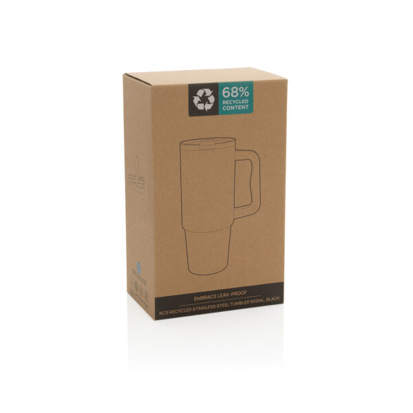 Embrace Lekvrij RCS recycled RVS Beker 900ml, zwart Embrace Lekvrij RCS recycled RVS Beker 900ml, zwart