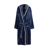 VINGA Louis luxe pluche RPET badjas maat S/M, donkerblauw
