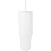 Brady 900 ml RCS gecertificeerde geïsoleerde beker met siliconen rietje - Wit