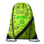 Full color Polyester trekkoord rugzak met mesh vak voorzien van rits.