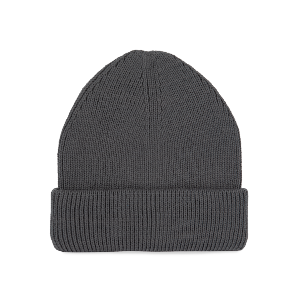Geribde muts met dubbele omslag Cement Grey One Size Geribde muts met dubbele omslag Cement Grey One Size