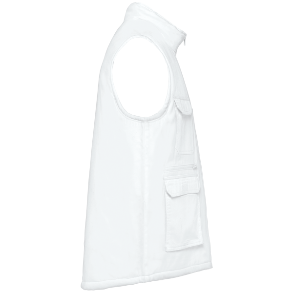 Gewatteerde uniseks bodywarmer van polykatoen multizakken White XS Gewatteerde uniseks bodywarmer van polykatoen multizakken White XS