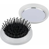 Opvouwbare gerecyclede ABS haarborstel met spiegel Eloi wit