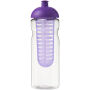 H2O Active® Base 650 ml bidon en infuser met koepeldeksel - Transparant/Paars