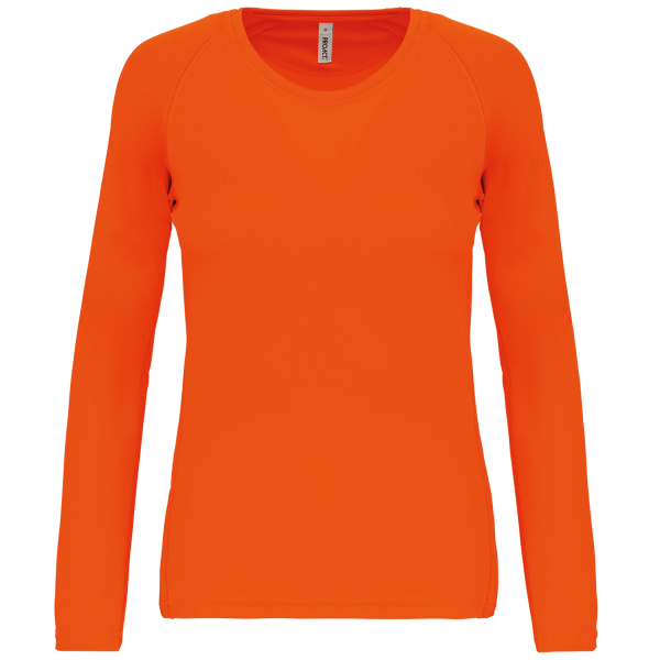 Ladies' long-sleeved sports T-shirt Fluorescent Orange XS Ladies' long-sleeved sports T-shirt Fluorescent Orange XS