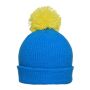 Pompon Hat with Brim azur/yellow