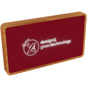 SCX.design P36 5000 mAh draadloze powerbank met oplichtend logo - Middenrood/Hout
