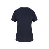Bio dames-T-shirt kraag met onafgewerkte rand korte mouwen Navy S