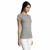 PASADENA WOMEN - PASADENA dames polo 200g - XXL - Grijs/oranje Melange