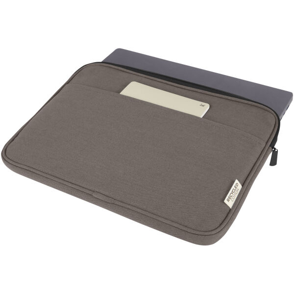 Joey 14 inch GRS gerecyclede canvas laptophoes, 2 l - Grijs Joey 14 inch GRS gerecyclede canvas laptophoes, 2 l - Grijs