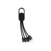 4-in-1 kabel met karabijnhaak, zwart