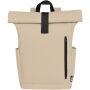 Byron 15,6" rugzak van GRS RPET met opgerolde bovenkant 18 L - Oatmeal