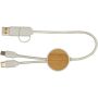 Chechia 5-in-1 30 cm datasynchronisatie- en 27 W snellaadkabel van gerecycled plastic met bamboe details - Wit