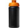 Baseline 500 ml gerecyclede drinkfles met klapdeksel - Zwart/Oranje Baseline 500 ml gerecyclede drinkfles met klapdeksel - Zwart/Oranje