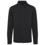 Ecologisch verwassen herenoverhemd in geborsteld fleece Washed black S