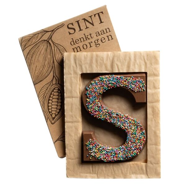 Luxe chocoladeletter S decoratie musket