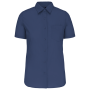Overhemd in onderhoudsvriendelijk polykatoen-popeline korte mouwen dames Deep Blue 3XL
