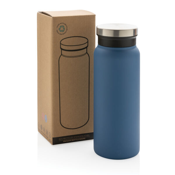 RCS gerecycled roestvrijstalen vacuümfles 600ML, blauw RCS gerecycled roestvrijstalen vacuümfles 600ML, blauw